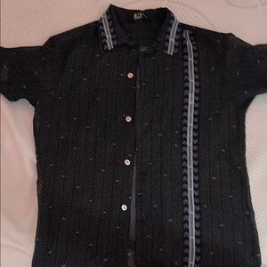 Acorn Black Casual Button Down Shirt